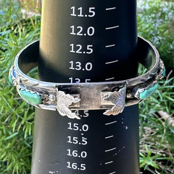 Zuni Wayne Cheama Cuff Watch‎ Band Sterling Silver Turquoise Signed 19.5g Sz 5.5 - Picture 9 of 10